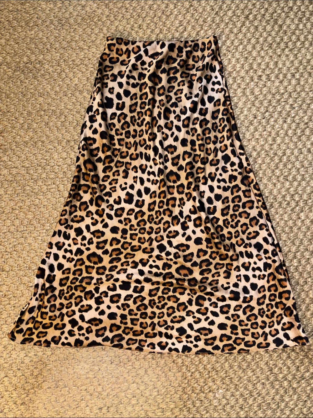 Impressions Leopard A-Line Midi Skirt - Tan & Black